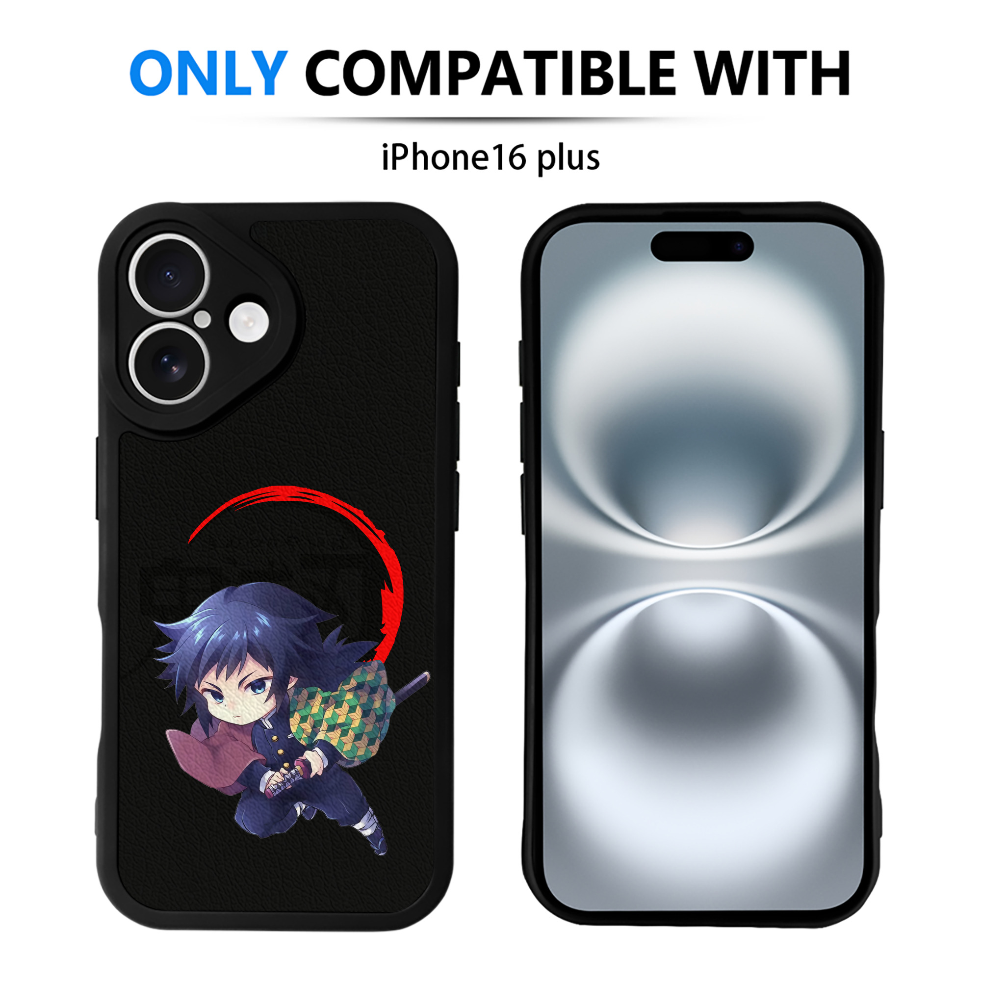 （画像用） 鬼滅の刃（きめつのやいば）水柱-冨岡 義勇／とみおか ぎゆう Tomioka Giyuu 【iPhone 16シリーズ対応】シリコンスマホケース（レザー調） 材質：シリコン